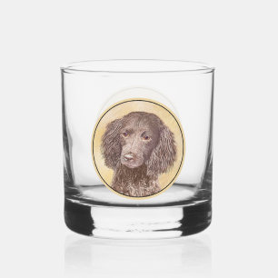 American Water Spaniel Painting - Original Dog Art Whiskey Glass