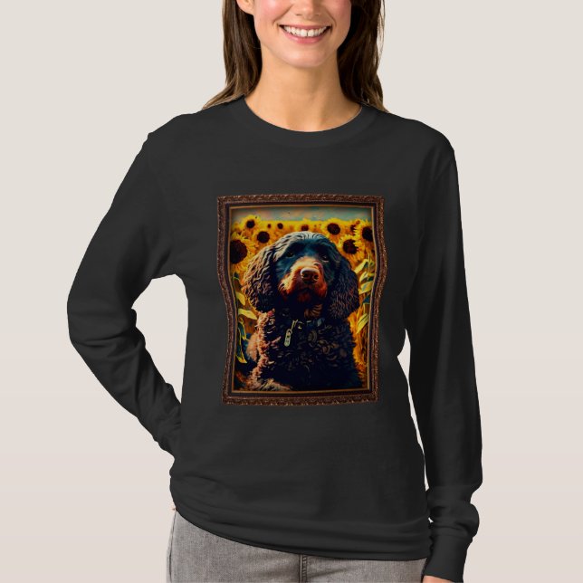 American Water Spaniel Painting Sunflower Flower M T-Shirt (Front)