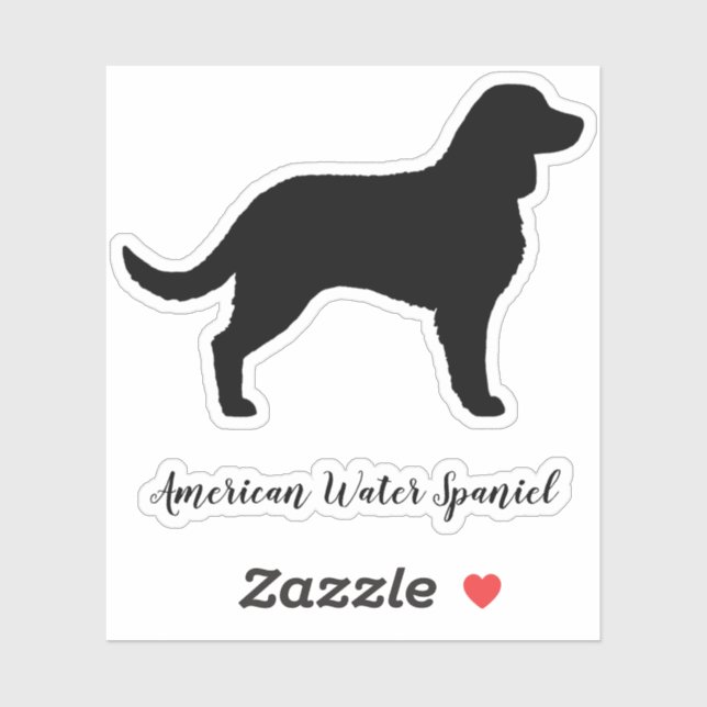 American Water Spaniel Silhouette Dog Breed Vinyl Sticker (Sheet)