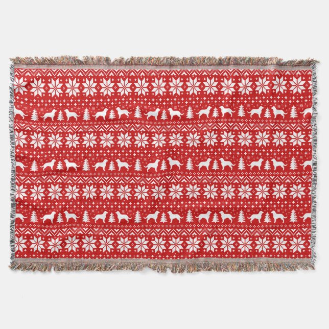 American Water Spaniel Silhouettes Dogs Christmas Throw Blanket (Front)