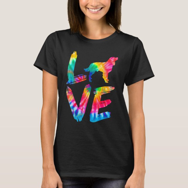 American Water Spaniel Tie Dye Love Dog Mom Dad T-Shirt (Front)