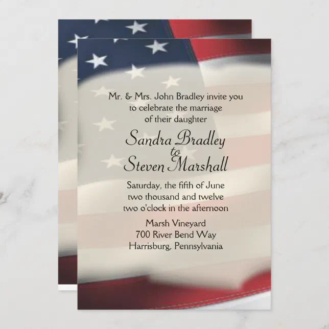 American Wedding  Invitations (Front/Back)