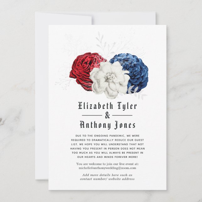 American Wedding Reduced Wedding Guests Announcement (Front)