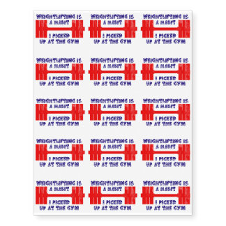 American Weightlifting Habit Temporary Tattoos