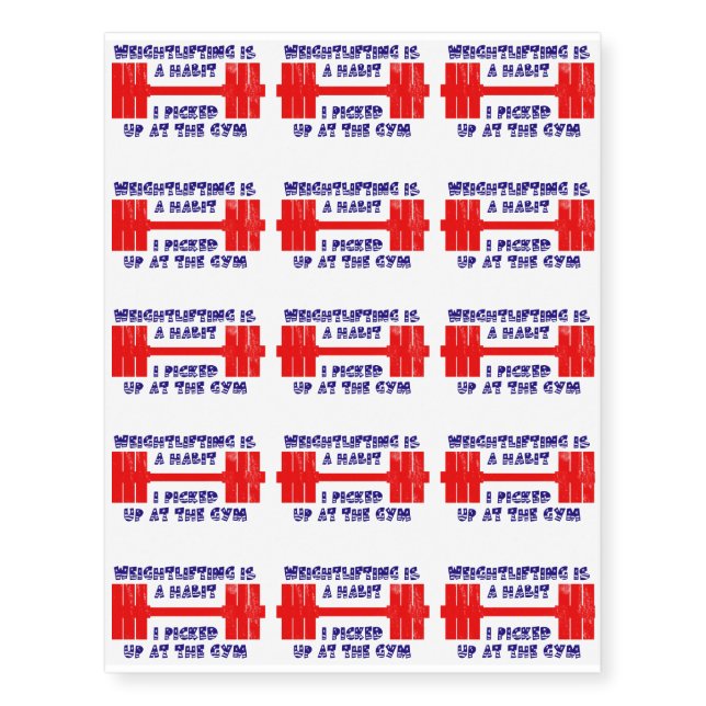 American Weightlifting Habit Temporary Tattoos (Front)