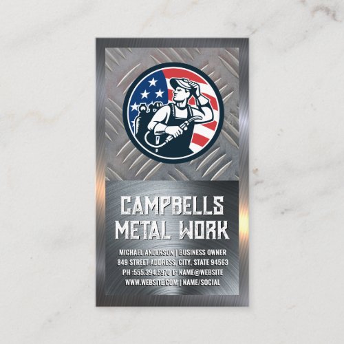 American Welder Logo  Steel Business Card