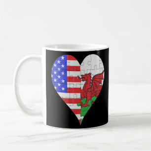 American Welsh Flag Heart Coffee Mug