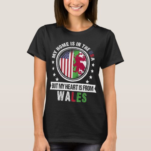 American Welsh Flag Heart from Wales Patriot T_Shirt