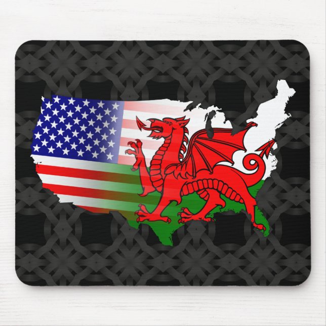 American Welsh Flags Map Mousemat Mouse Pad (Front)