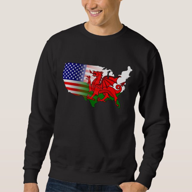 American Welsh Flags Map Sweatshirt (Front)