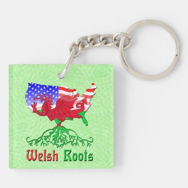 American Welsh Roots   Keychain (Back)