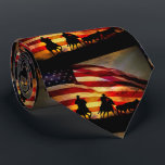 American West Cowboy and Flag Tie<br><div class="desc">Nothing says America more then a cowboy! Show your pride in the American West with this beautiful tie featuring two ropers herding steers in the sunset with the flag proudly behind them.</div>