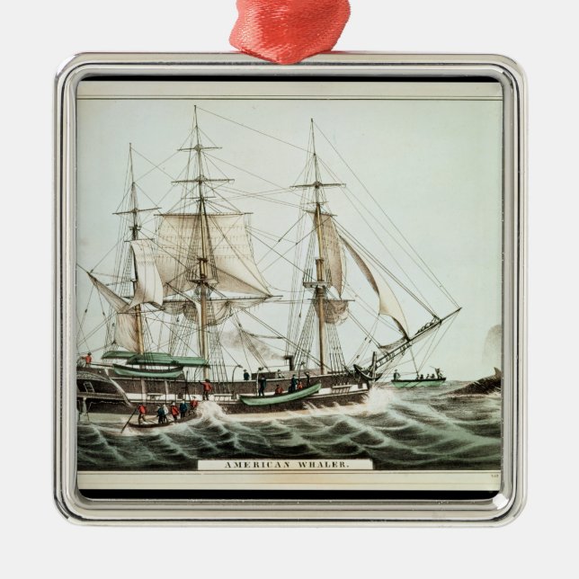 American Whaler, engraved by Nathaniel Currier Metal Ornament (Front)