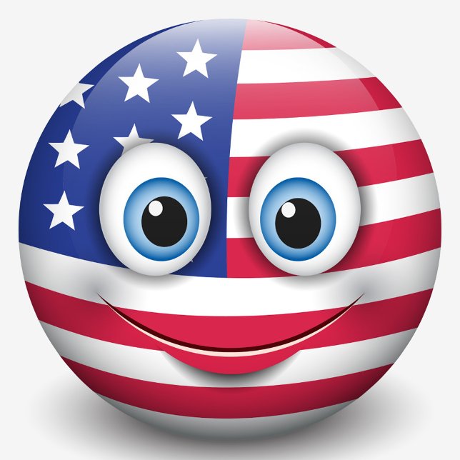 American Wham-O Frisbee (A digital illustration of a smiley face emoji with the design of the American flag.)