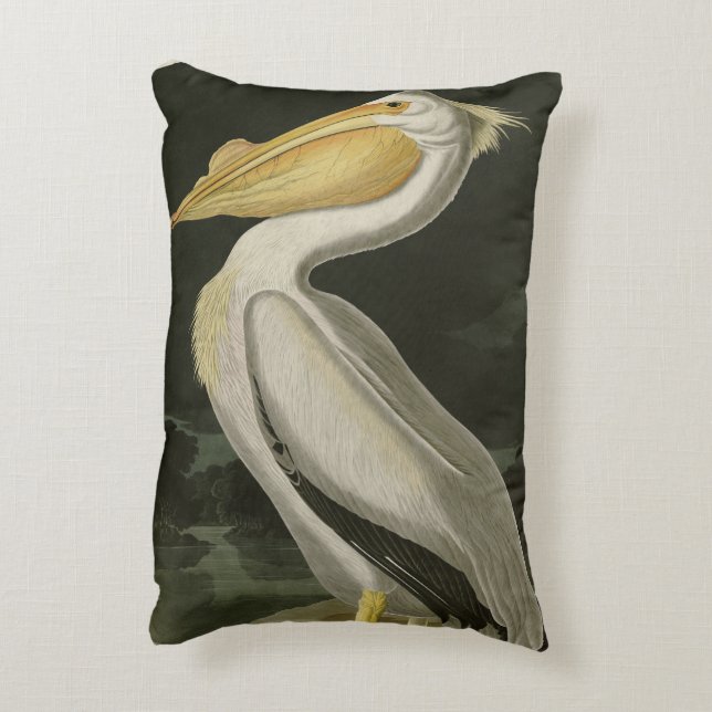 American White Pelican, Audubon's Birds of America Accent Pillow (Back(Vertical))