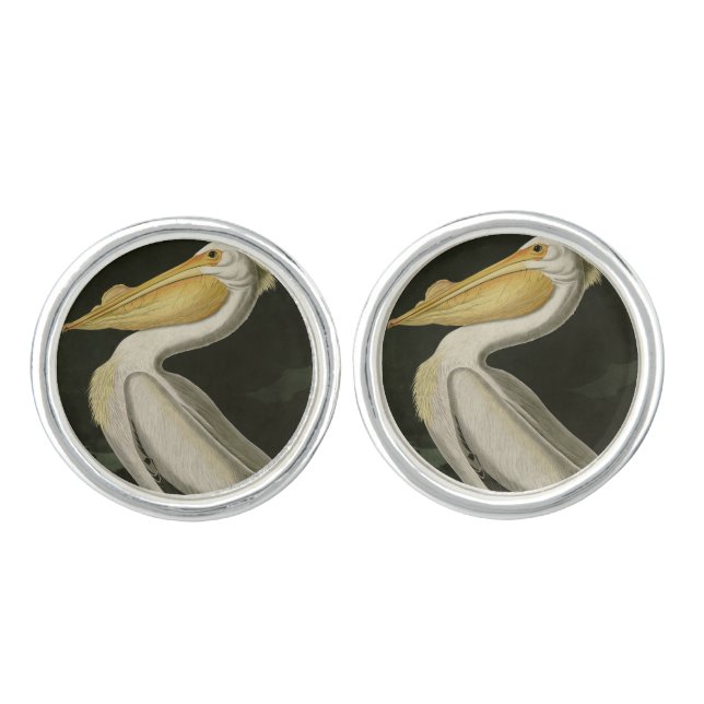 American White Pelican, Audubon's Birds of America Cufflinks (Front)