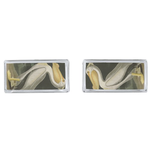 American White Pelican, Audubon's Birds of America Cufflinks (Front)