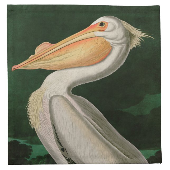 American White Pelican Birds of America Audubon Cloth Napkin (Front)