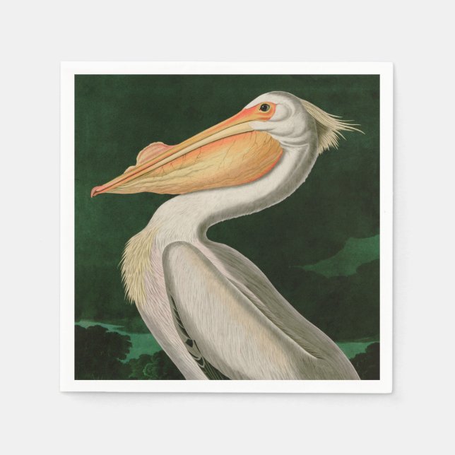 American White Pelican Birds of America Audubon Napkins (Front)