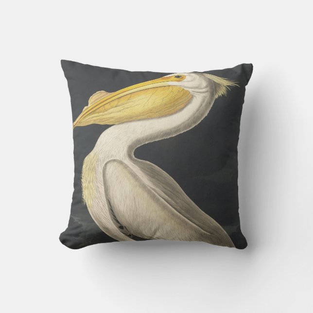 American White Pelican from Birds of America Throw Pillow (Front)