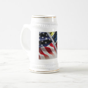 American White Red and Blue White/Gold 22 oz Stein