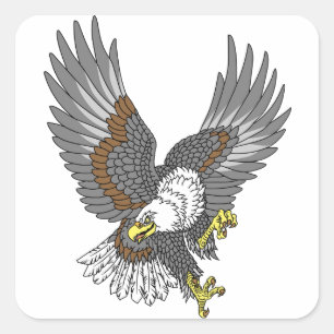 American whitehead bald eagle in the flight keycha square sticker