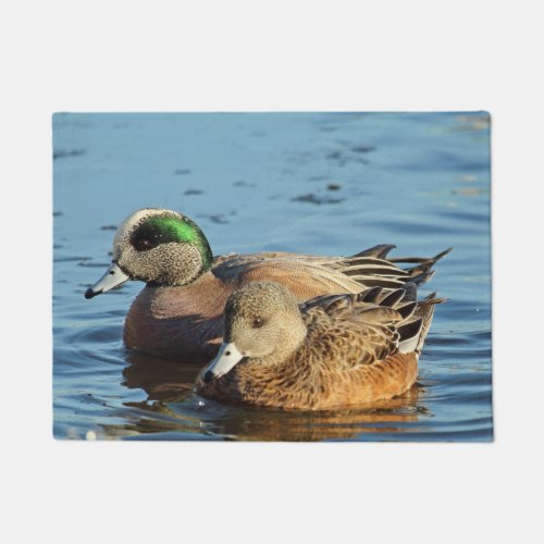 American Widgeon Ducks Pair Drake and Hen Doormat
