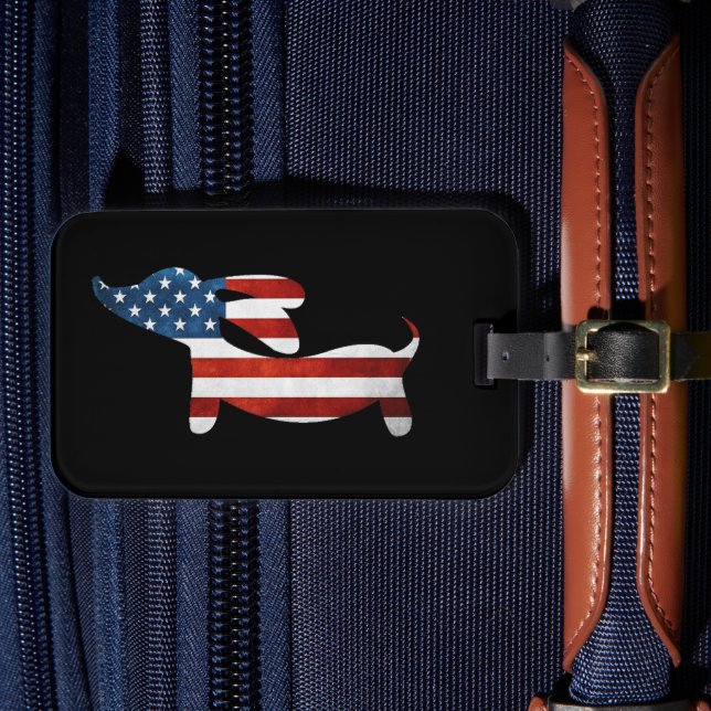 American Wiener Dachshund Luggage Bag Tag (Front Insitu 4)