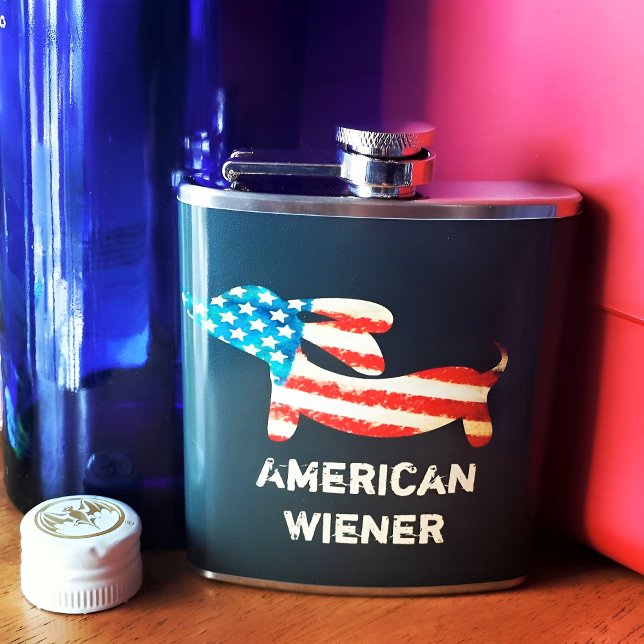 American Wiener Dog Dachshund Flask (American Wiener flask for wiener dog dads)