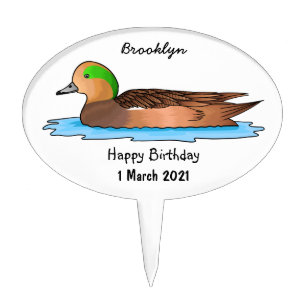 American wigeon bird cartoon illustration cake topper