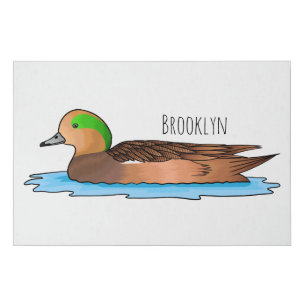 American wigeon bird cartoon illustration faux canvas print