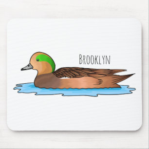 American wigeon bird cartoon illustration mouse pad