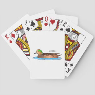American wigeon bird cartoon illustration poker cards