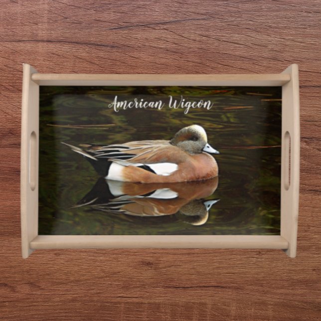 American Wigeon Duck on Pond Serving Tray (In Situ)