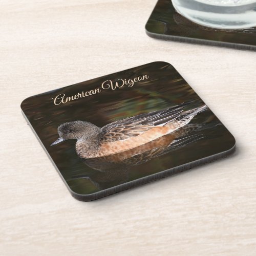 American Wigeon on Pond Wildlife Photo Beverage Coaster