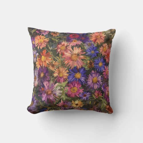 American Wildflower New England Aster Pillow