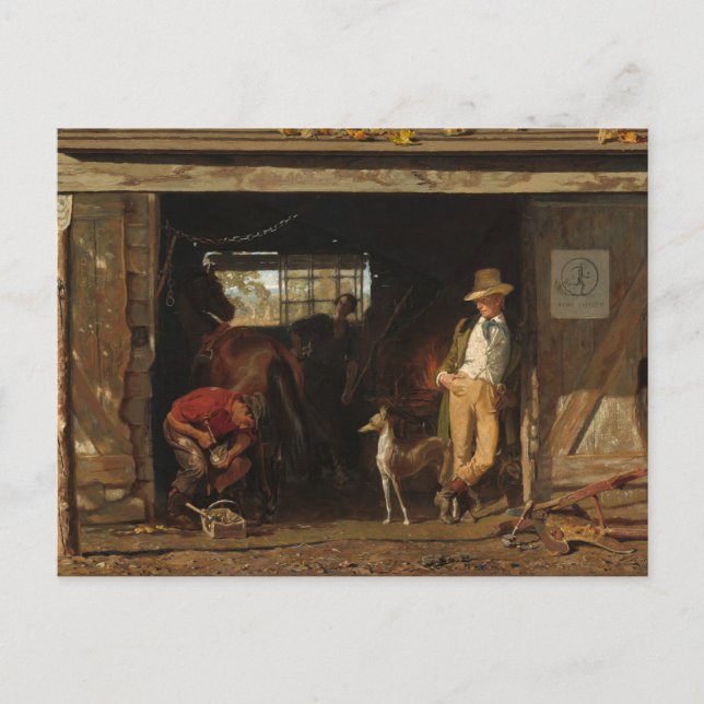 American WildWest Blacksmith and Cowboy Postcard (Front)