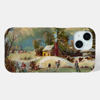 American Winter Life Christmas Scene iPhone 15 Case