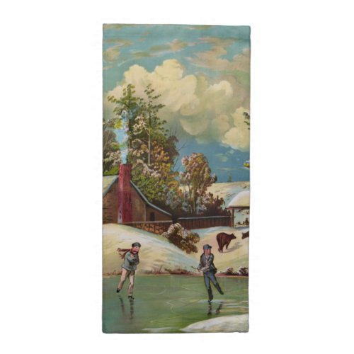 American Winter Life Christmas Scene Cloth Napkin