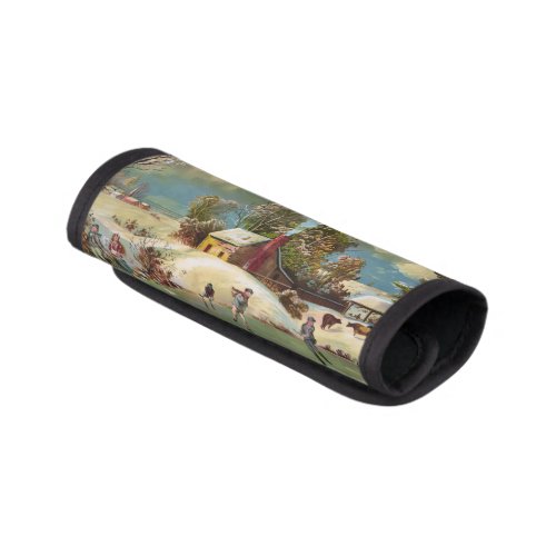 American Winter Life Christmas Scene Luggage Handle Wrap