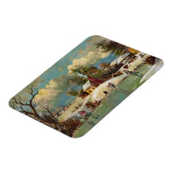 American Winter Life Christmas Scene Magnet by OldeWorldGifts at Zazzle
