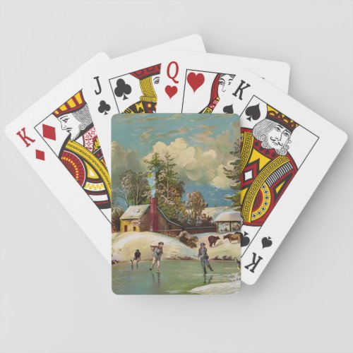 American Winter Life Christmas Scene Playing Cards