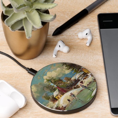 American Winter Life Christmas Scene Wireless Charger