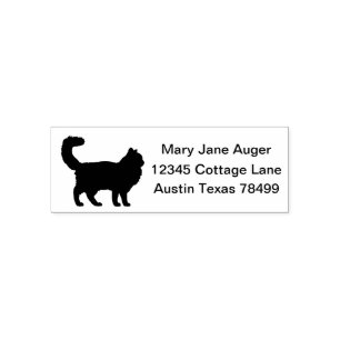 American Wire Hair Cat image Self Address Stamp