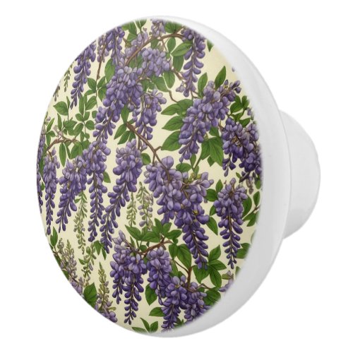 American Wisteria pattern drawing  Ceramic Knob