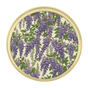 American Wisteria pattern drawing Gold Finish Lapel Pin