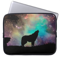 American wolf - wolf design - silhouette wolf laptop sleeve