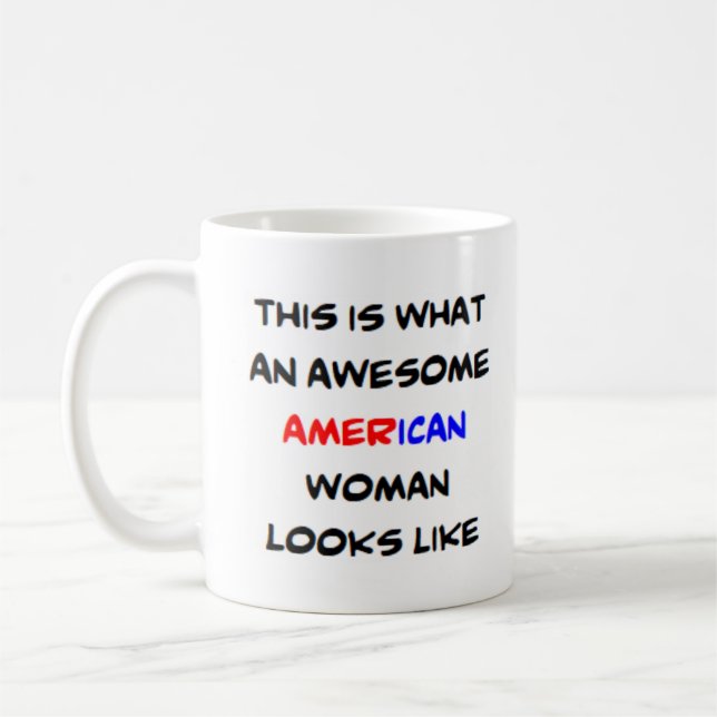 american woman, awesome coffee mug (Left)