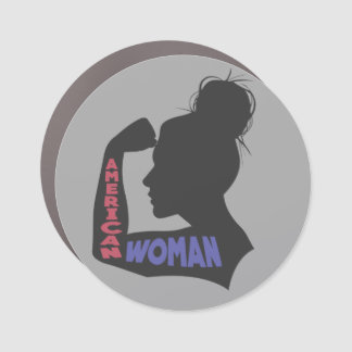 American Woman dark gray Car Magnet