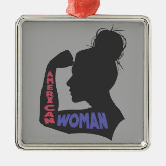 American Woman dark gray Metal Ornament